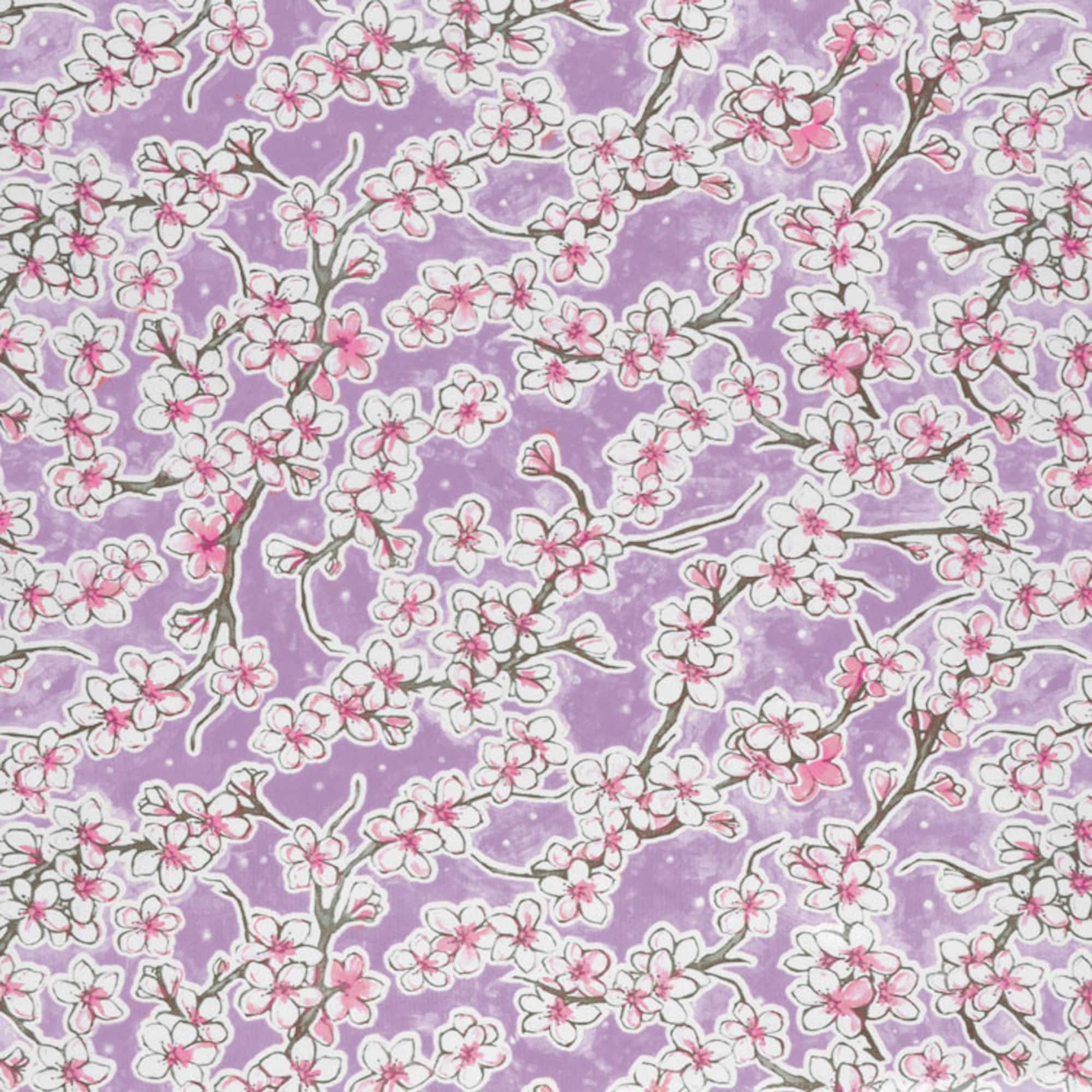 Lilac Cherry Blossoms Oilcloth